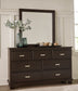 Covetown Queen Panel Bed with Mirrored Dresser, Chest and 2 Nightstands