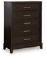 Neymorton King Upholstered Panel Bed with Mirrored Dresser, Chest and Nightstand