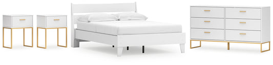 Socalle Full Panel Platform Bed with Dresser and 2 Nightstands