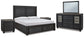 Foyland King Panel Storage Bed with Mirrored Dresser and 2 Nightstands