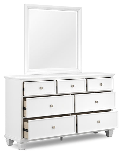 Fortman Full Panel Bed with Mirrored Dresser, Chest and 2 Nightstands