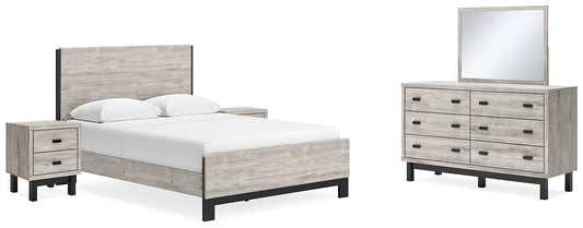 Vessalli Queen Panel Bed with Mirrored Dresser and 2 Nightstands