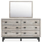 Vessalli King Panel Bed with Mirrored Dresser, Chest and Nightstand