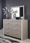 Surancha King Poster Bed with Mirrored Dresser and Nightstand