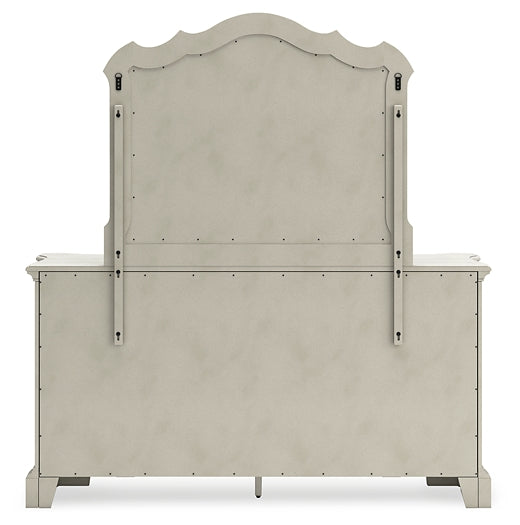 Arlendyne California King Upholstered Bed with Mirrored Dresser and Chest